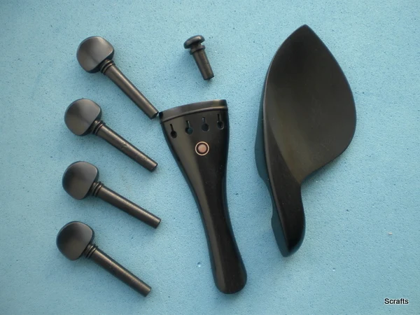 1 Set Quality Ebony Violin Fitting Violin Tail Piece Chinrest 4 Pegs and End Pin All In 4/4