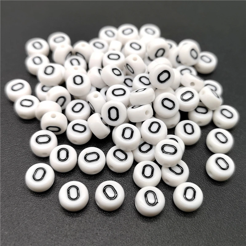 4x7mm Letter 0 Oblate Alphabet Beads Acrylic  For Jewelry Making DIY Bracelet Necklace Accessories