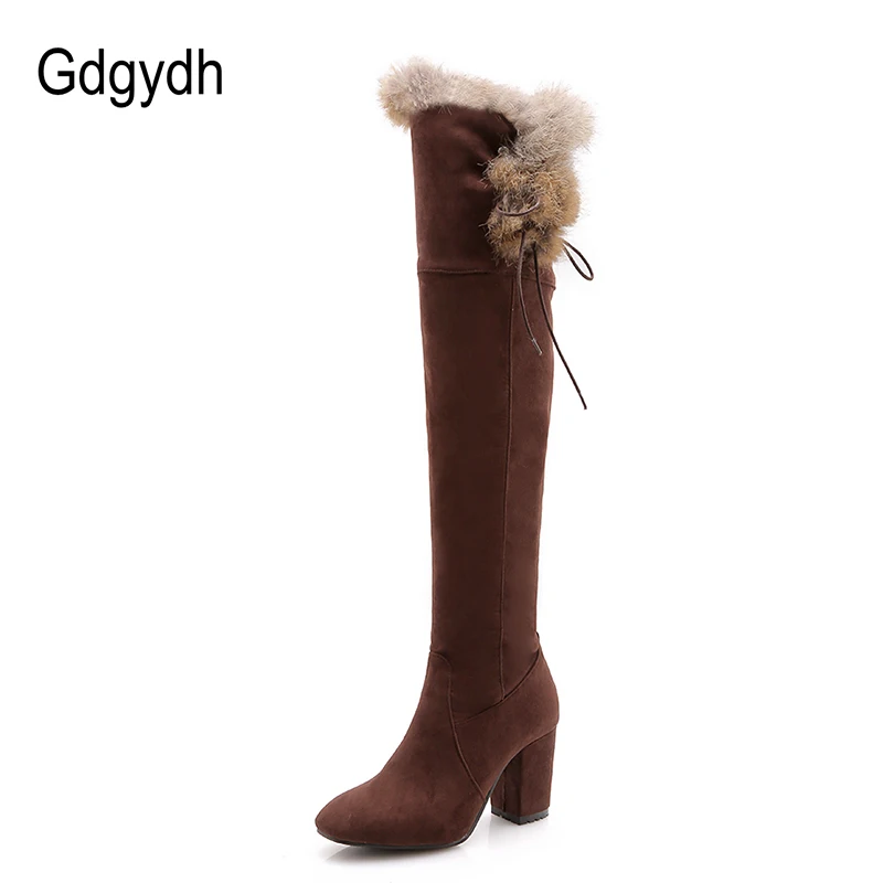 Gdgydh Female Snow Boots Winter Warm Shoes Woman Suede Over the Knee High Booties Shoes High Quality 2022 New Arrival Plush