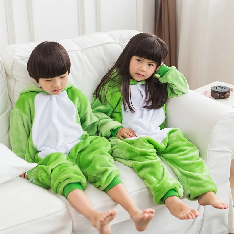 Animal Frog Pajamas Children Onesies baby Cosplay Costume Unisex robe kids clothes Boys Girls Flannel Sleepwear Pyjama