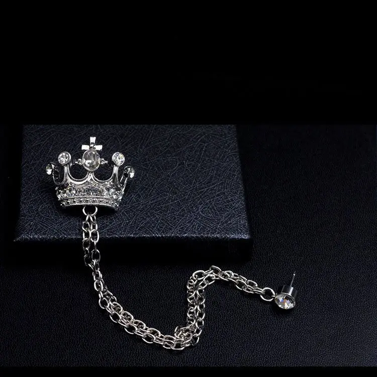 The New Unisex Lapel Pin Brooch Tassel Chain Crown Brooch Pin Mens Accessories Couple Brooches Adornment Hot Sale