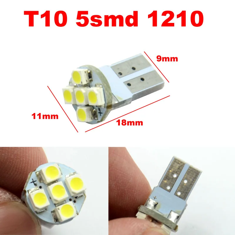 AutoEC 100pcs T10 194 168 501 W5W 5 SMD 3528 1210 Leds Door License Plate Interior led bulbs DC12V #LB15