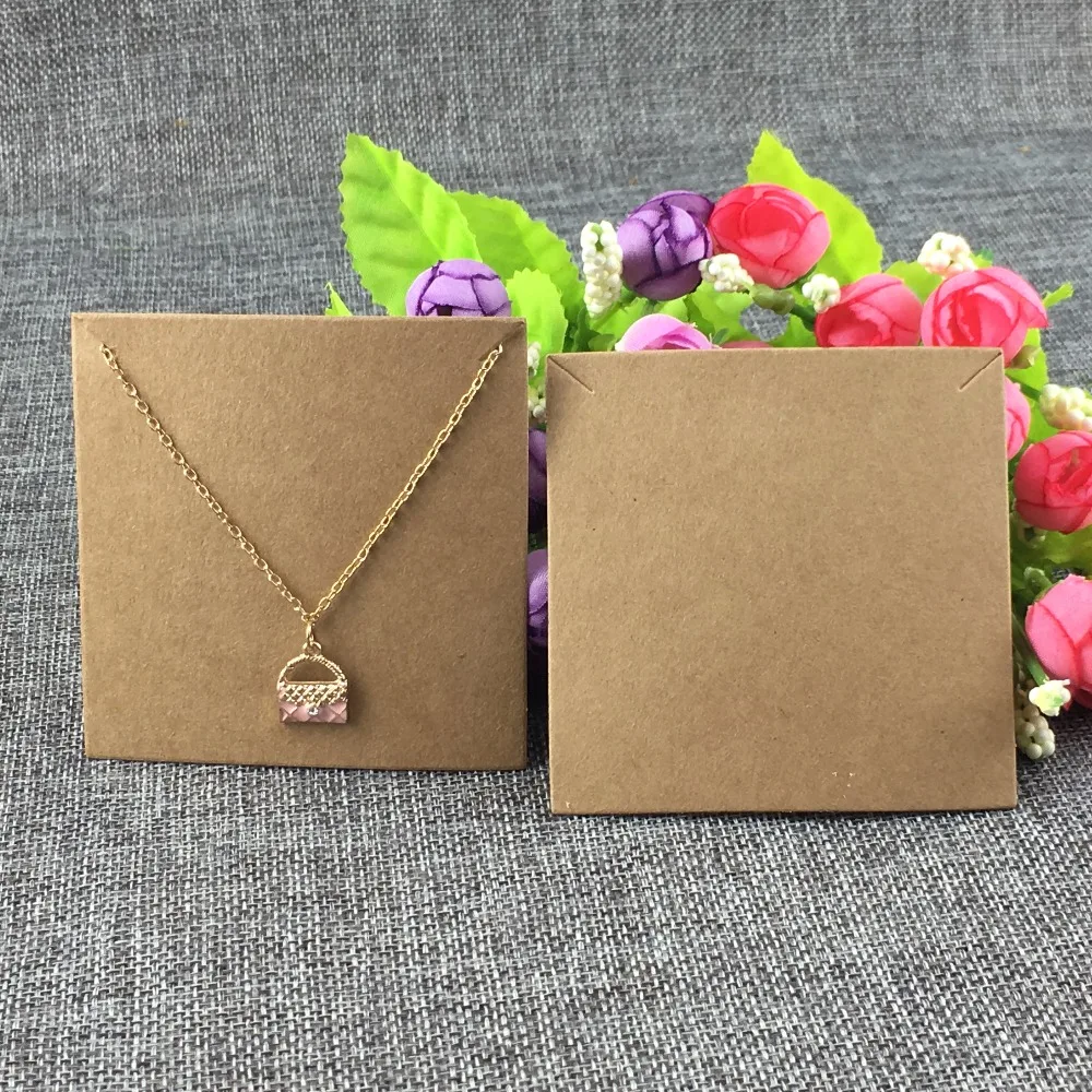 

200pcs/lot 8*8cm kraft jewelry card necklaces card kraft cardboard Customize your own logo MOQ:1000pcs jewelry sets