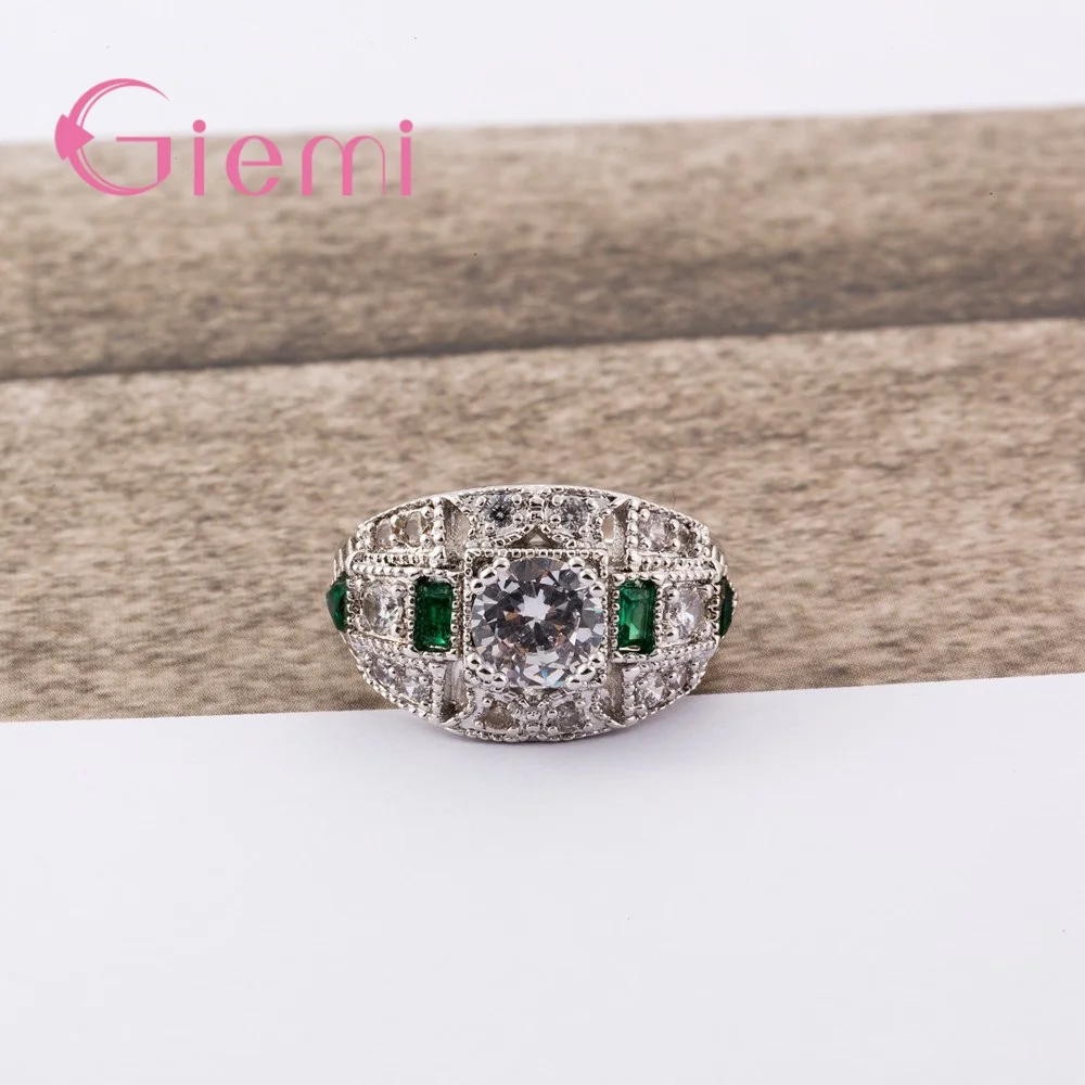 Luxury Vintage Ring Fashion Australia Rhinestone Jewelry Women Fashion 925 Silver Jewelry Real Silver Elegant Bijous Party New