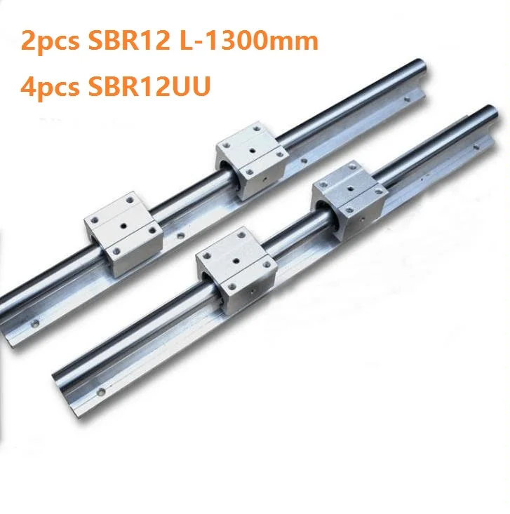 

2pcs SBR12 L-1300mm support rail linear guide + 4pcs SBR12UU linear bearing blocks for CNC router parts