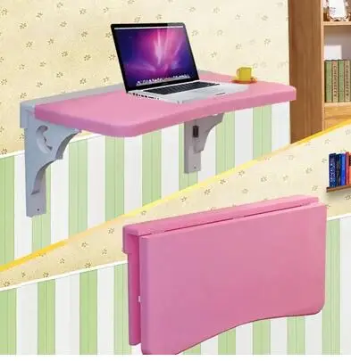 Solid wood notebook computer desk desk. Table folding lazy student dormitory desk wall painting