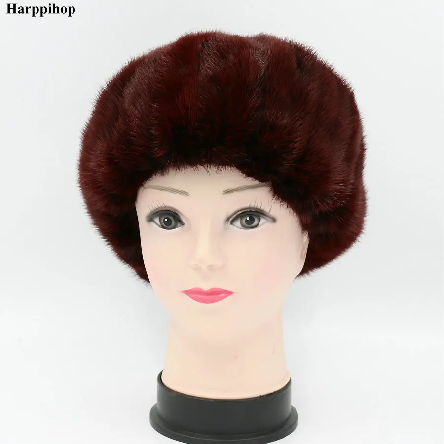 Real nature mink fur hat  for women,fashion warm solid hat from 2020