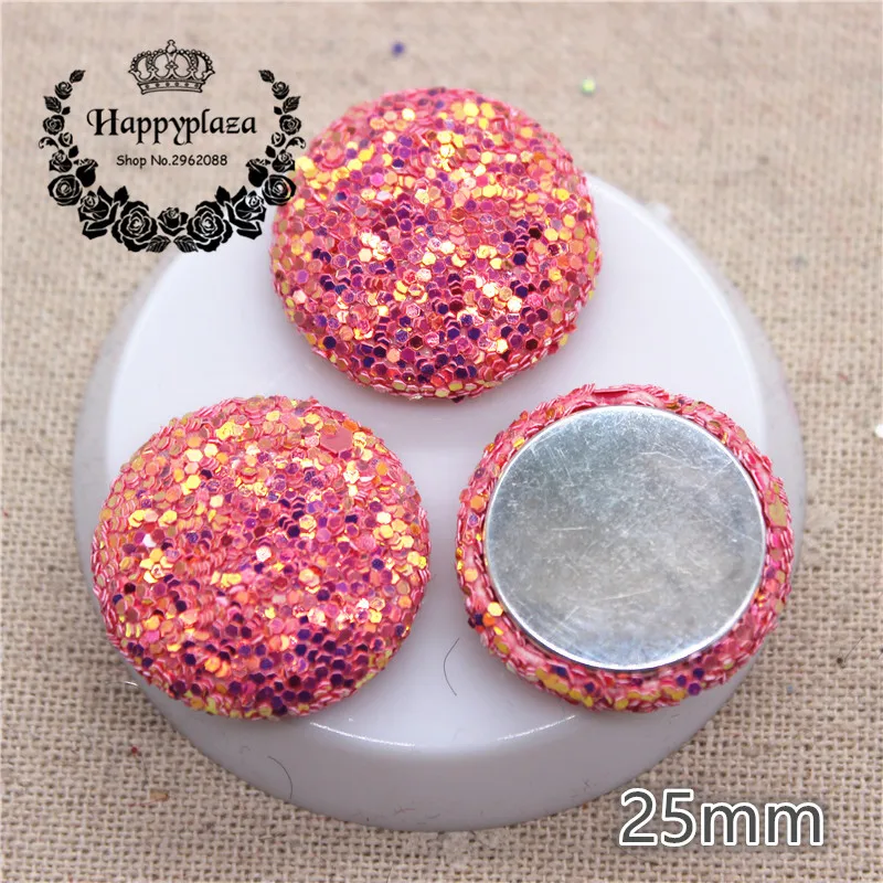 10pcs 25mm Glitter Sequins Fabric Covered Round Buttons Home Garden Flatback Cabochon Crafts Scrapbooking DIY