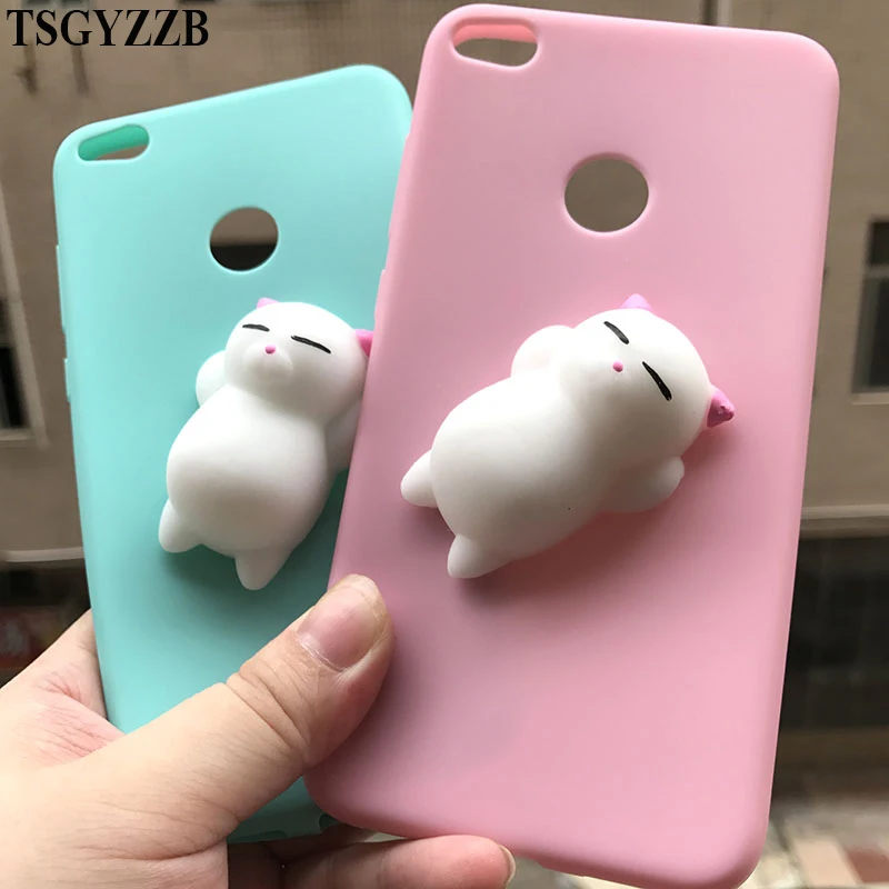 For Huawei P8 Lite 2017 Honor 8 Lite Case Cute Cartoon 3D Squishy Cat Back Cover TPU Soft Silicone Case Coque Capa P9 Lite 2017