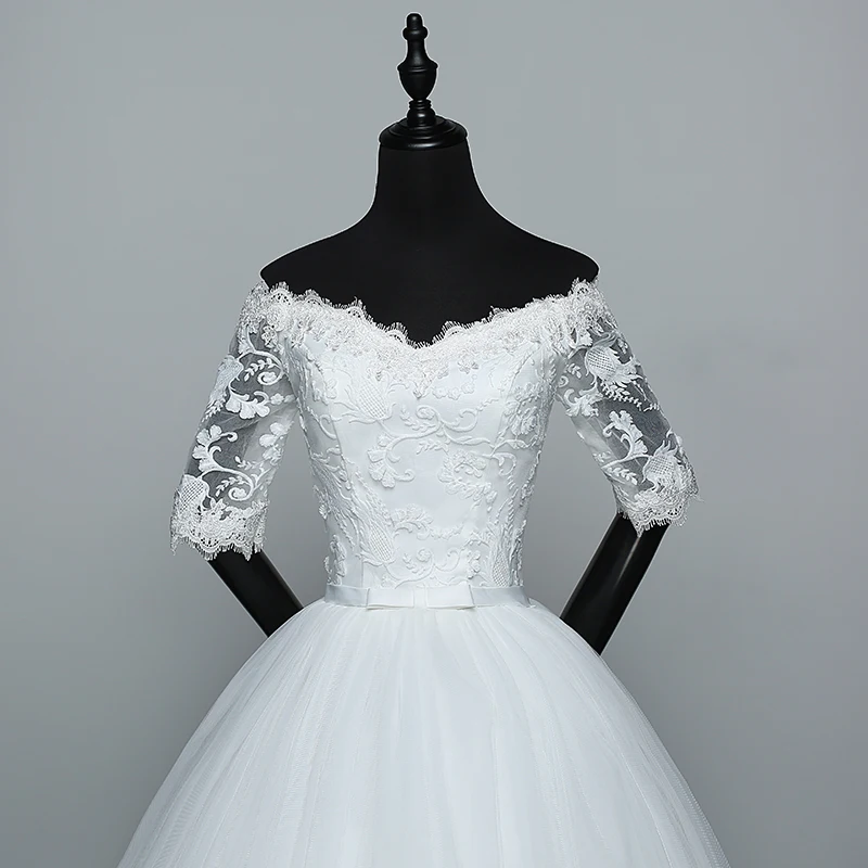 Robe de Mariée en Dentelle Brodée avec Fleurs et Papillon, Col Bateau, Style Princesse, Éducatif, Nouvelle Collection 2023