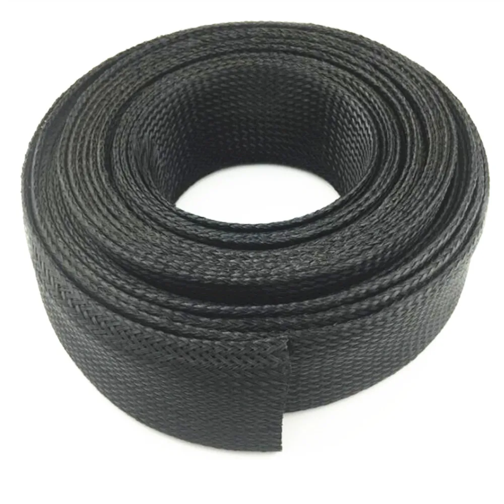 Black Insulated Braid Sleeving 4/6/8/10/12/16/20/25/30/40/50mmTight PET Wire Cable Protection Expandable Cable Sleeve Wire Gland