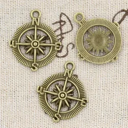 6pcs Charms Compass 28x24mm Antique Making Pendant fit,Vintage Tibetan Bronze Silver color,DIY Handmade Jewelry