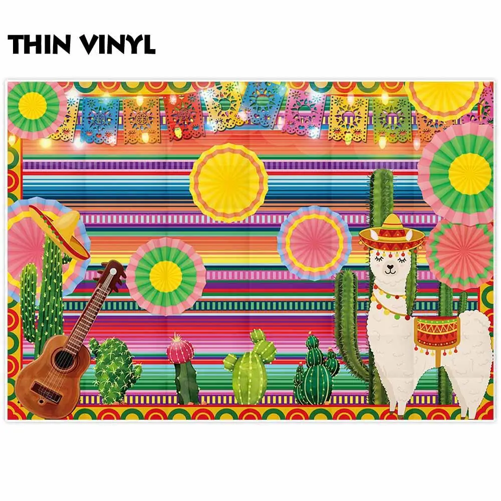 Funnytree-Fondo para sesión fotográfica a rayas, telones de fondo para fiesta, estudio de fotografía gráfico, festival de México, guitarra de Alpaca y cactus