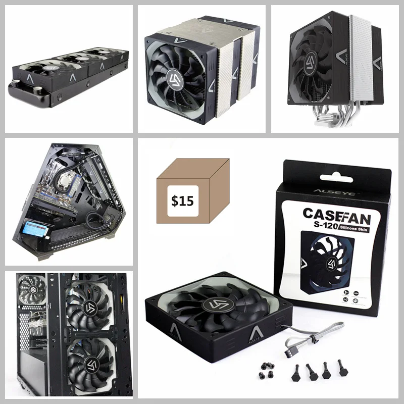 ALSEYE Cooler PC Fan 3Pin 12 V 120mm Fan Làm Mát (3 cái/lô) 1200 RPM Im Lặng Người Hâm Mộ Trường Hợp