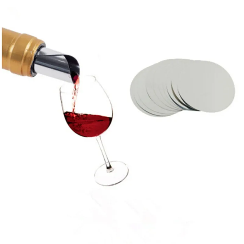 10pcs/set Foldable Wine Pourer Aluminum Foil Silver Wine Pourer Drop Stop Pouring Disk Pour Spout Pack