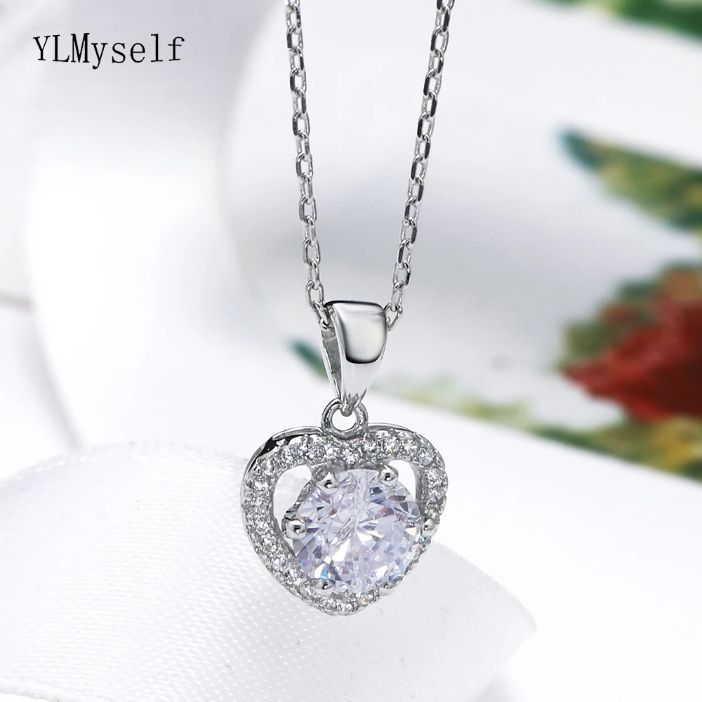 

Lover 925 Sterling Silver Pendant Necklace Fine Jewelry Heart design Romantic Silver Suspension Jewellery for Women Best gifts