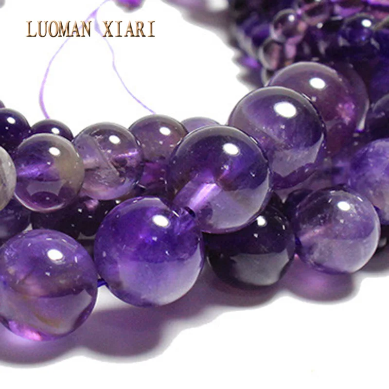 AAA+ 100% Natural Stone Beads Amethysts Crystal For Jewelry Making Beadwork  DIY Bracelet Necklace 4/ 6/8/10/12mm Strand 15\'\'