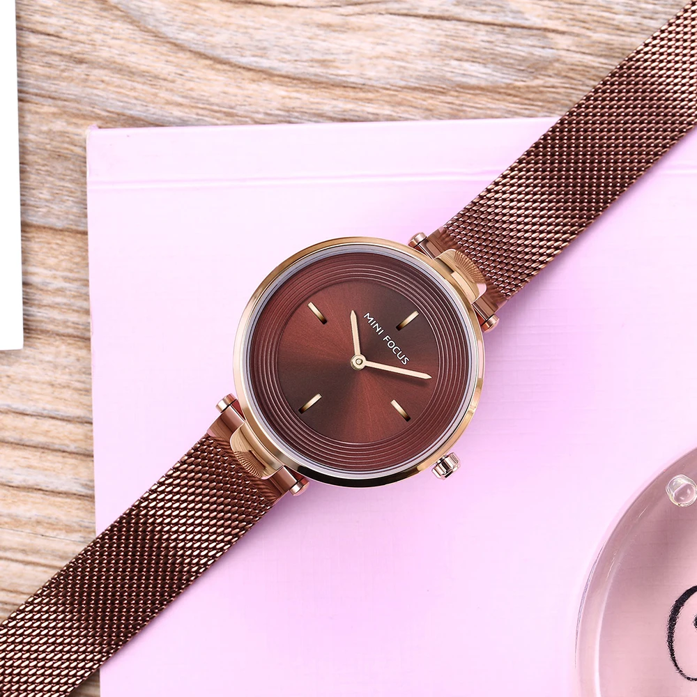 MINI FOCUS Wrist Watch Women Fashion Steel Quartz Watches Ladies Clock Relogio Feminino Ultra thin Dial Creative Ladies Watches