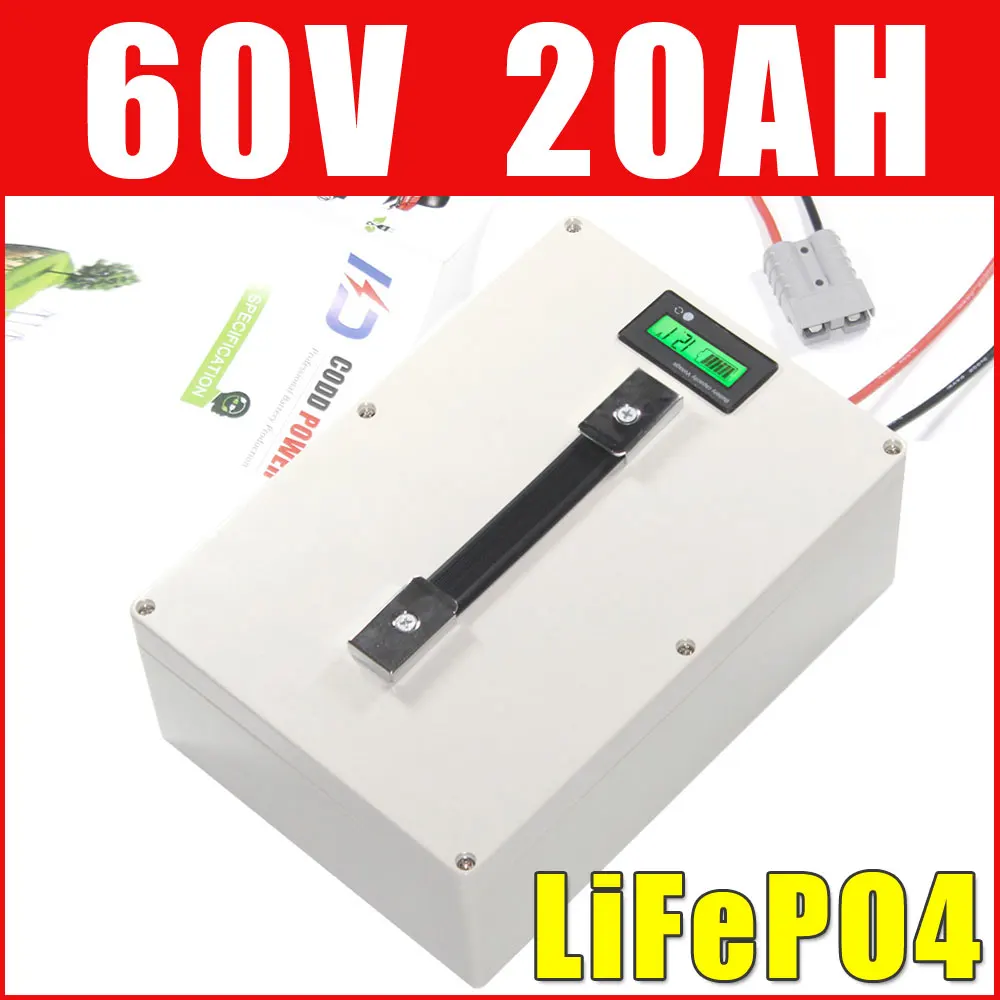 

60V LiFePO4 Battery 2000W Electric bike Motorcycle Lithium ion battery waterproof case LCD display 60V 20AH LiFePO4