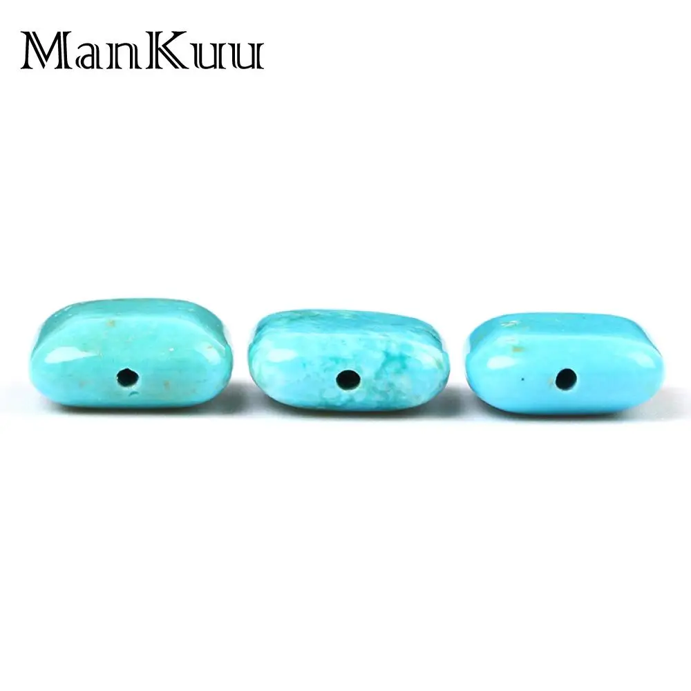 Mankuu 12mm Flat Square Turquoises Beads BlueTurquoises Stone Beads For Jewelry Making Wholesale Loose Beads 20pcs/Lot