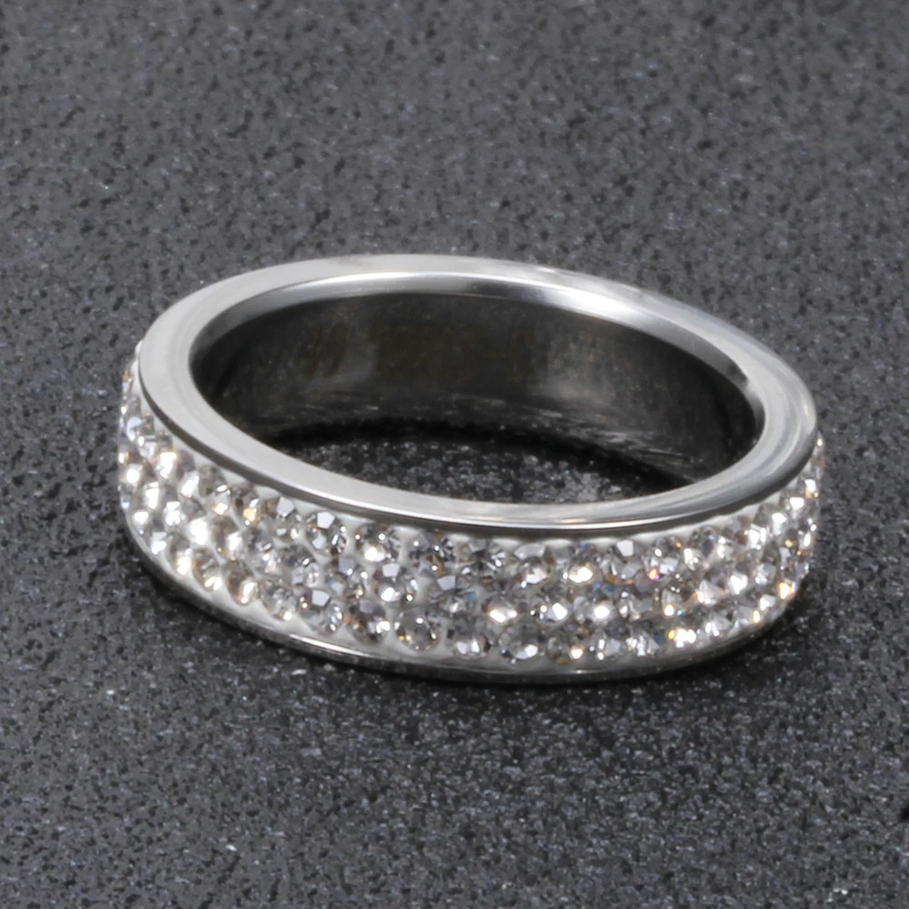 VQYSKO Mix Size 6/7/8/9# Wholesale Fashion Three Row Crystal Rings Jewelry For women