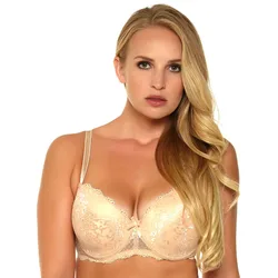Ropa interior de talla muy grande para mujer, Sujetador de encaje con aros de copa 3/4, Push Up, Bralette con cierre trasero D DD DDD E F FF G 30-46 NO7609