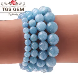 Women Girls Fashion Natural Aquamarines Stone Beads Elastic Bracelet Yoga Bracelets Jewelry Gifts  4mm 6mm 8mm 10mm 12mm