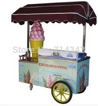 سيارة آيس كريم متنقلة يدوية مع بطارية بدون تدفق كهربائي، عربة آيس كريم متحركة، صانع زبادي كابينيت