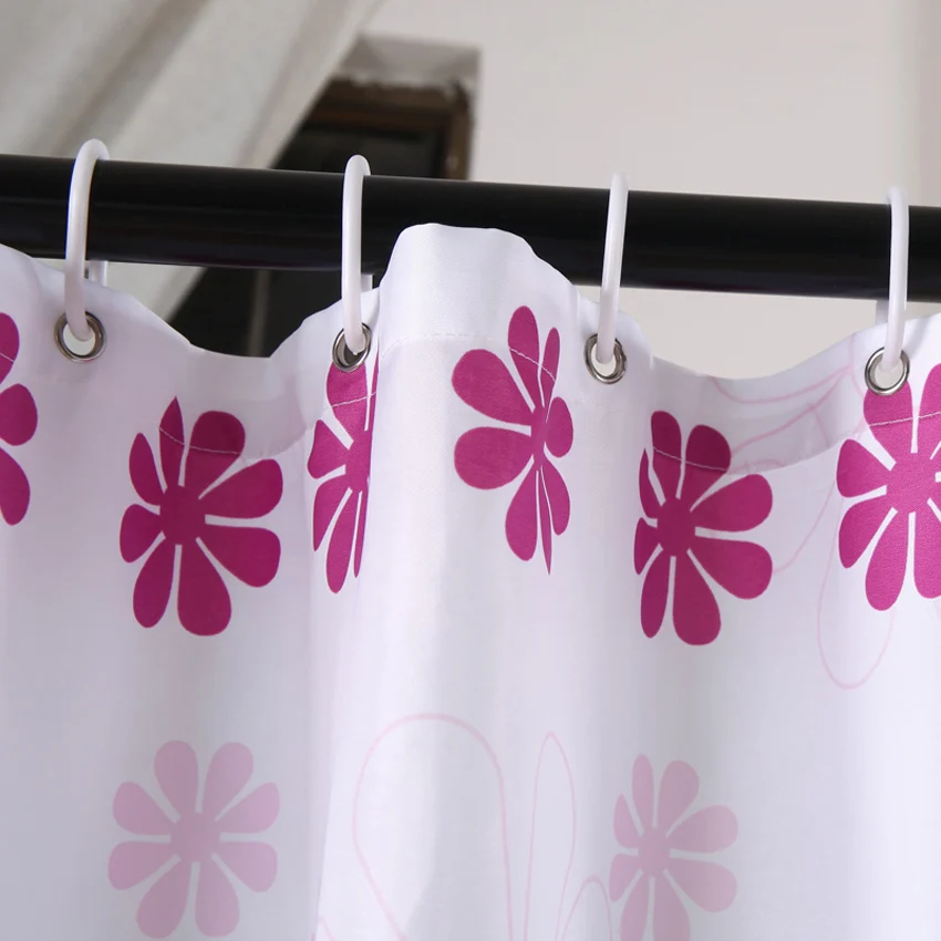 Flower Shower Curtain Bath Curtains Bathroom Cortina Waterproof Polyester Floral Cover With 12pcs Hooks 180 x 180cm 180 x 200cm