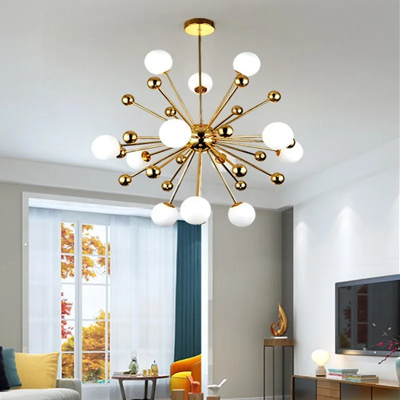 Modern Fashion Loft Art Dandelion Chandelier Creative Gold Warm Bedroom Dinner Living Room Cafe G4 Led  Hanging Light Fixtures