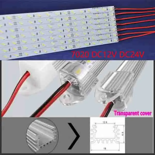 

50pcs DC12V DC24V Led Bar 7020 led Hard Rigid Strip Light 100cm 50cm U Aluminum Alloy Slot showcase shop jewelry home car use