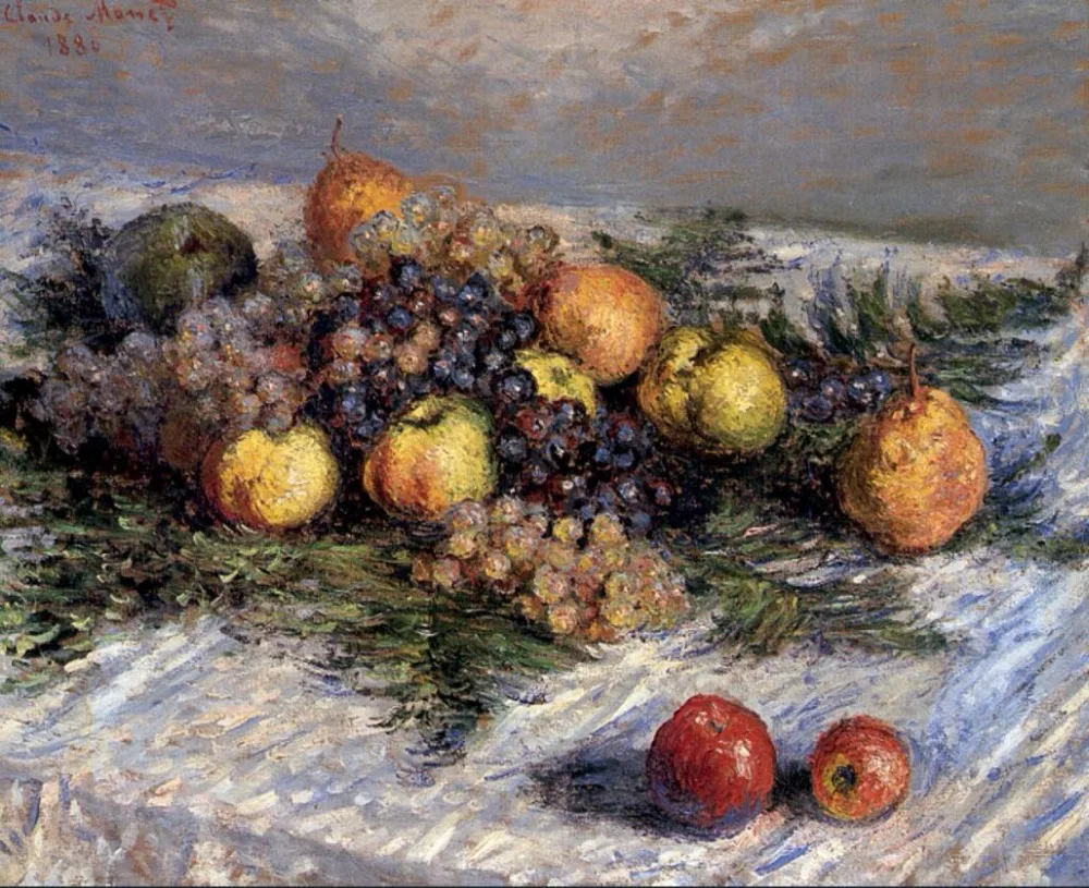 High quality Oil painting Canvas Reproductions Still Life with Pears and Grapes (1880)  By Claude Monet Painting hand painted