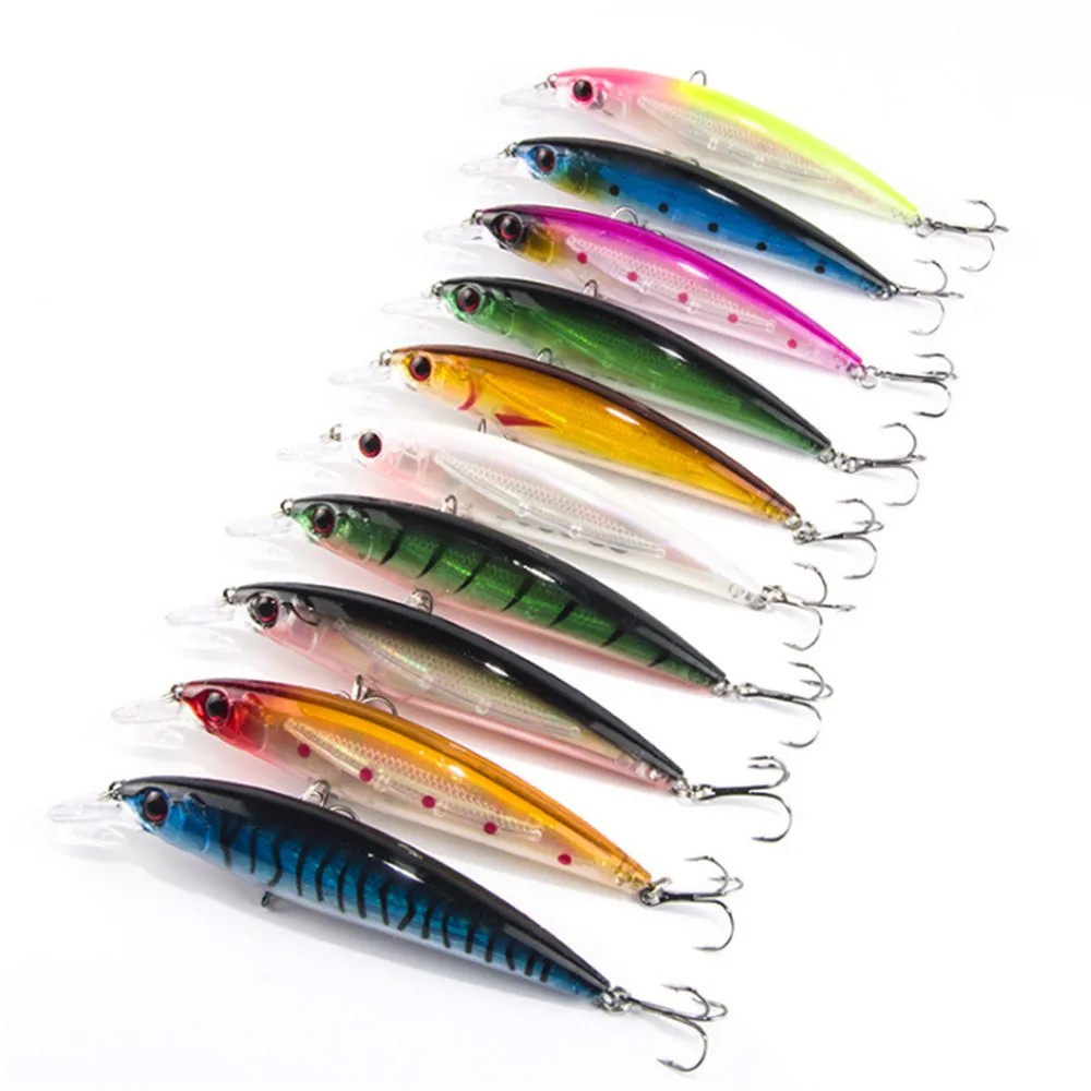 10pcs/lot Hot Sell Minnow Fishing Lure Laser Floating Wobblers 11CM 13.5g Hard Bait Bass Fresh Saltwater Plastic Fishing Tackle