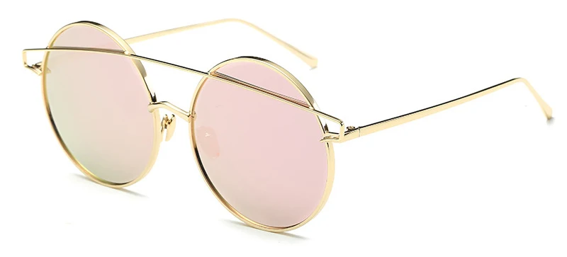 Hot Vintage Round Big Oversized Lens Mirror Brand Designer Pink Sunglasses Lady Men Cool Shades Women Two Beam Sun Glasses 336