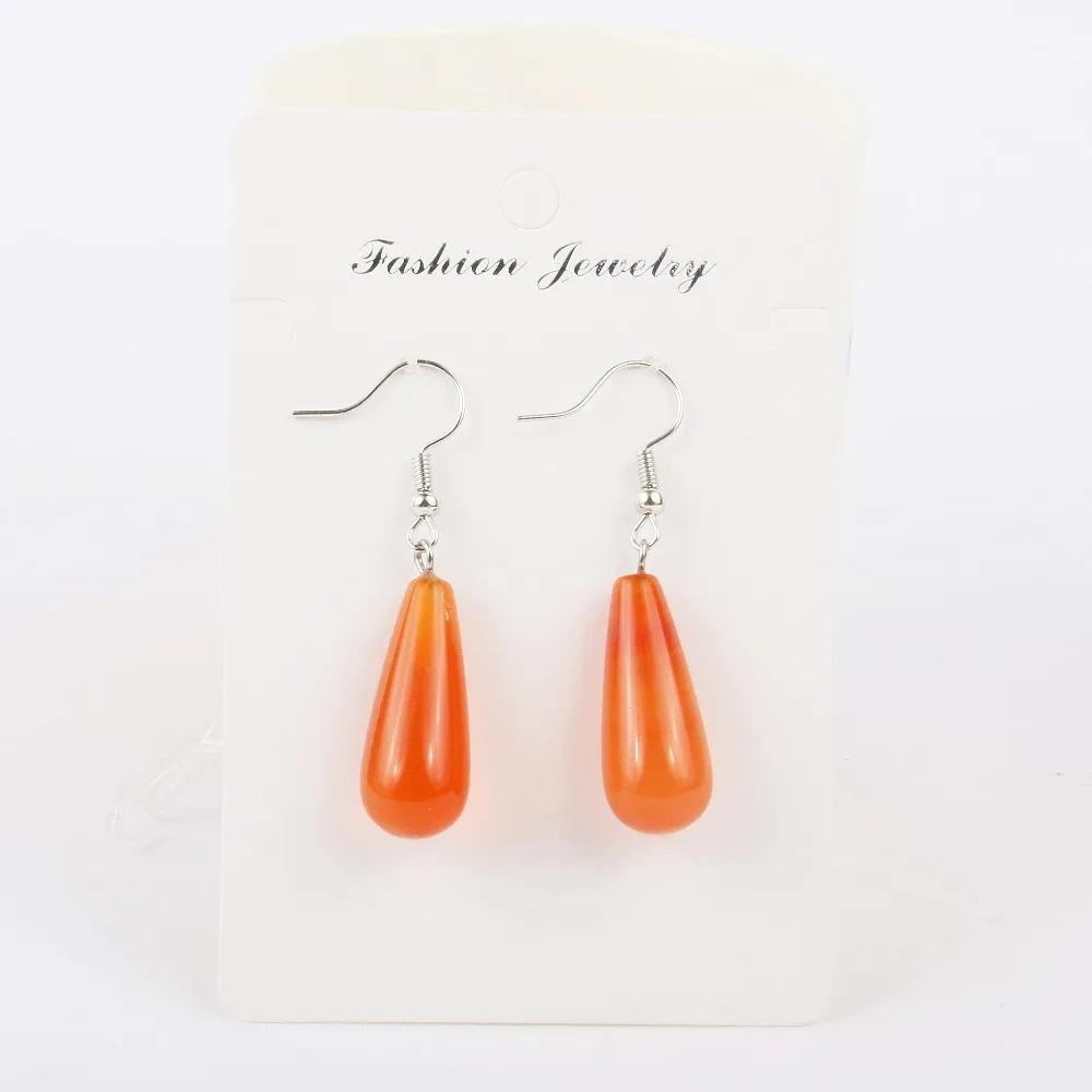 New hot wholesale jewelry ladies handmade natural stone drop-shaped earrings quartz tiger eye rose stone 20 color natural stone image 3