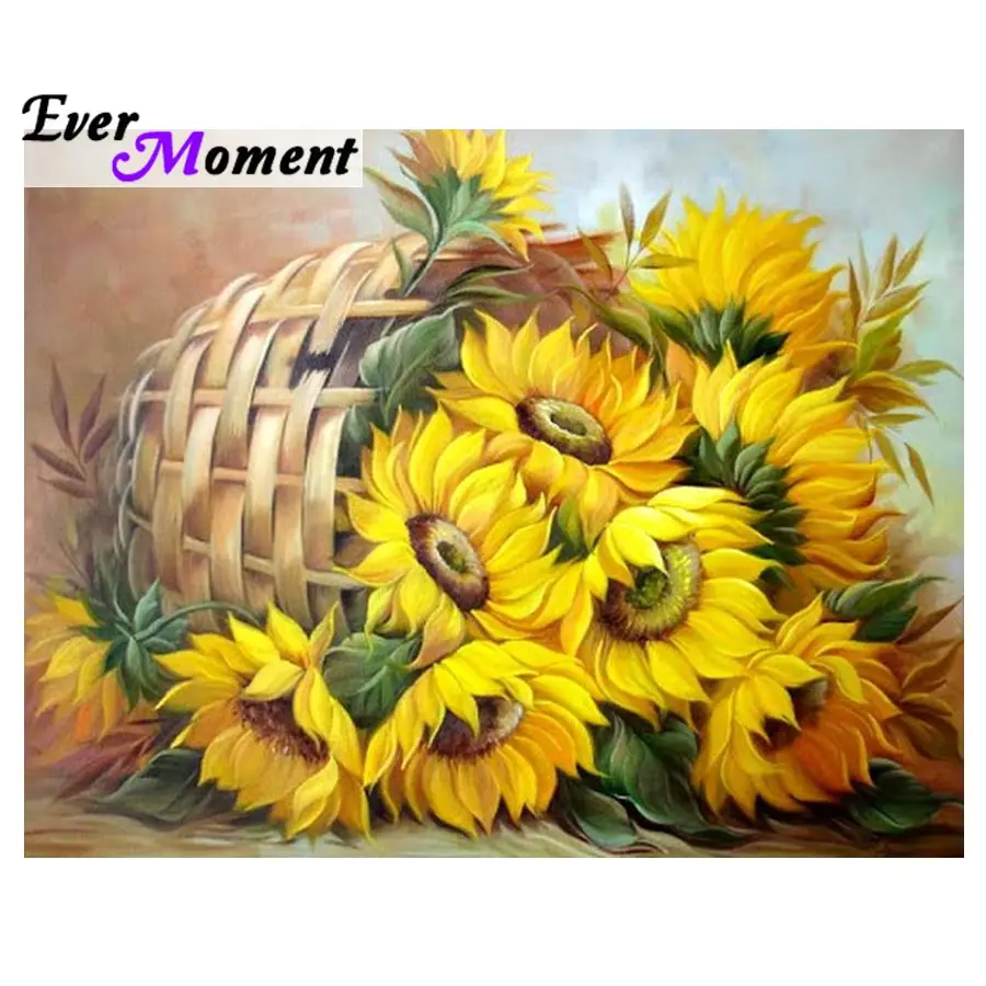 

5D DIY Diamond Painting Flower Crystal Diamond Painting Cross Stitch Sunflower Floral Basket Needlework Home Decorative ASF642