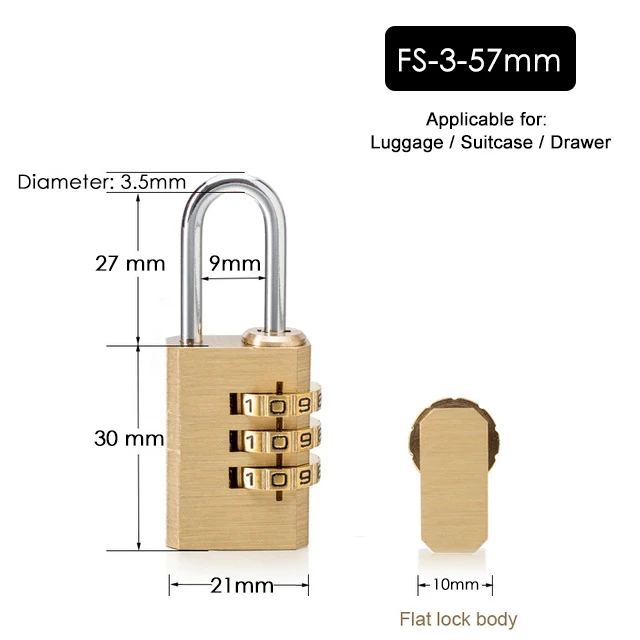 KAK Massief Messing Koper Beveiligingshangslot Wachtwoord Combinatie Codeslot voor Gym Digitale Locker Koffer Ladeslot Hardware