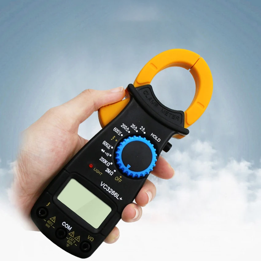 Digital Clamp Meter 2/20//200A AC, 600V AC/DC, 200K/2M Ohm +Fire Line Identification Anti-Burning Table Clamp Universal Meter