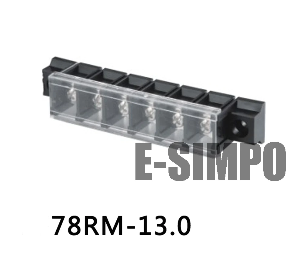 Barrier Terminal Block 78RM 13mm Pitch 600V30A 18-10AWG with Plastic Cover,Right Angle, with mounting ears