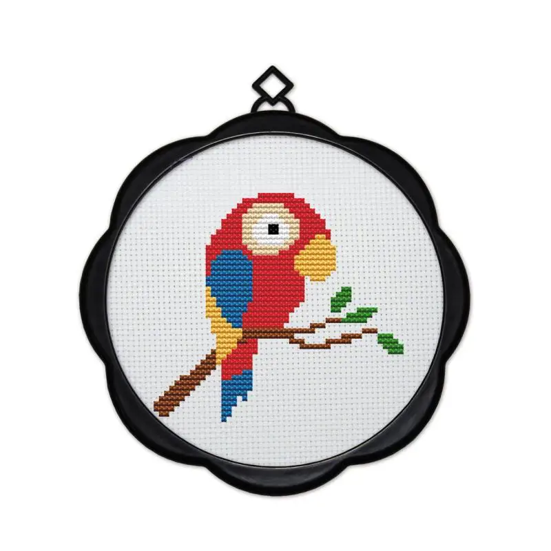 Small cross-stitch suite 11CT printing cloth with frame small parrot animal novice beginner student manual course embroidery