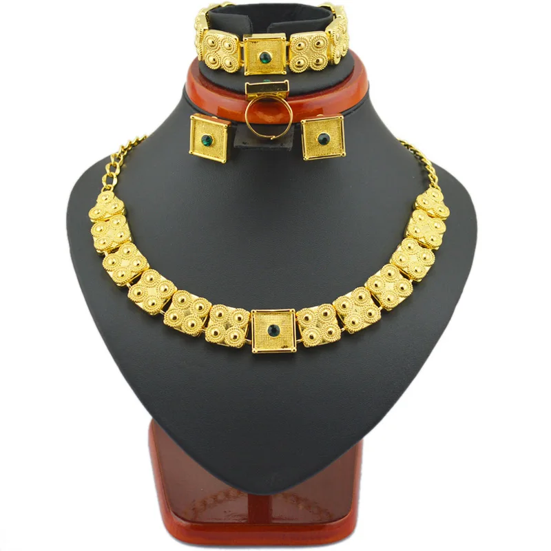 Ethlyn gold Eritrean  jewelry sets gold Color  chain/bracelet/ring/earring jewelry sets  for  Ethiopian & Eritrean  Women S281