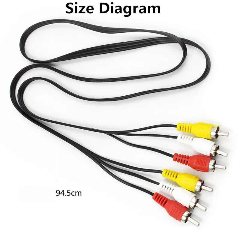 1pcs 3 RCA Composite RCA Video Male to Male Audio Video AV Cable Cord Wire For Hi-Fi Video/ DVD/TV/CD Player/ Mini Disc