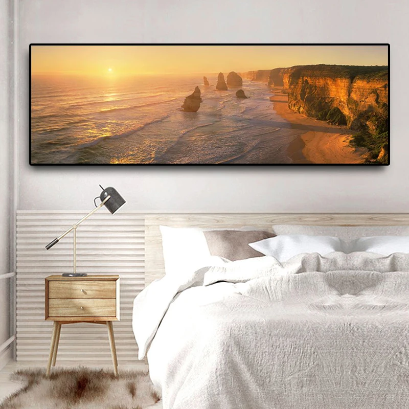 

Sunsets Natural Sea Mountain Landscape Canvas Painting Cuadros Posters and Prints Scandinavian Wall Art Picture for Living Room