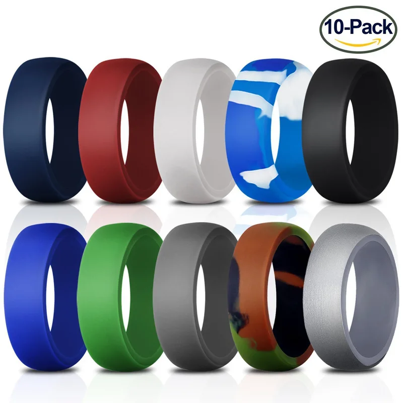 Camouflage Environmental Silicone Ring 10 Colors/set Size 12 13 14 For Men Finger Gift Hypoallergenic Army Band Rubber Ring