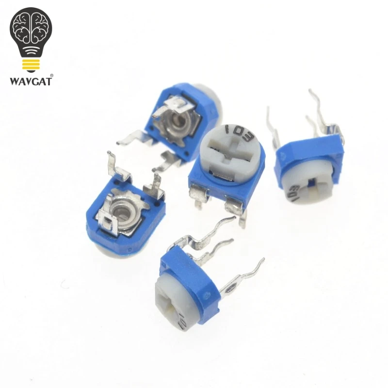 100Pcs/Box RM065 Carbon Film Horizontal Trimpot Potentiometer Assortment Kit 10 Values Variable Resistor 500R - 1M