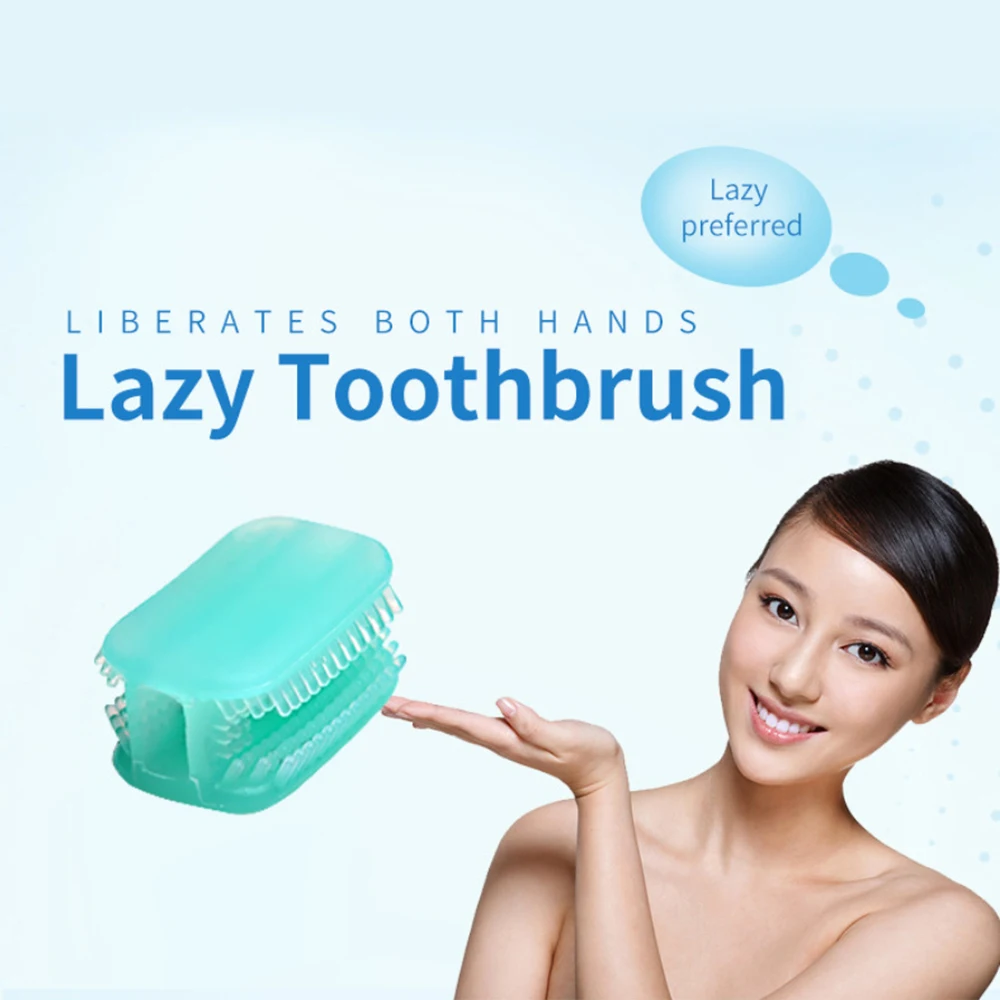 1Pc Portable Oral Cleaning mini Lazy food grade Silicone Bite Toothbrush chewing Three-sided Clean Tooth Cleaner whitening Brush