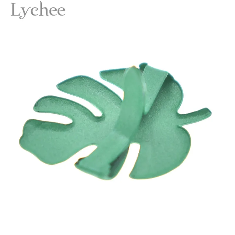 Lychee Life 50pcs Green Leaf Scrapbooking Brads Handmade Photo Album Embellishment DIY Decoration Brads for Craft Making