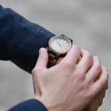 Men's Wooden Quartz Watch with Date #5