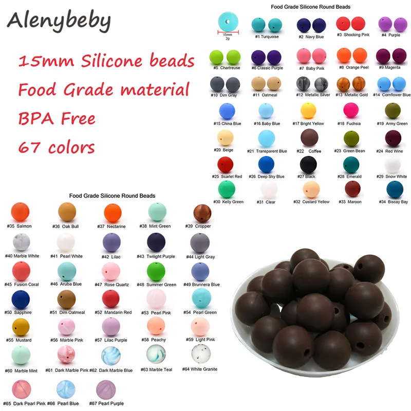 

20pcs 15mm Silicone Loose Round Beads Teether DIY Nursing Chewable Colorful Teething Necklace Infant Baby Pacifier Safe Teether