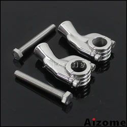 Silver Motorcycle Custom 25mm Handlebar Risers Clamps For Harley Honda Yamaha Cruiser Vintage Style 1